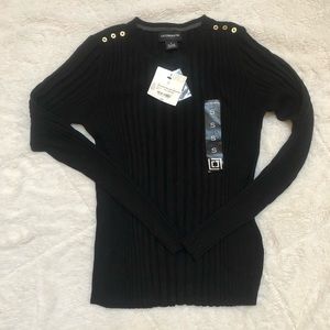 Liz Claiborne Career Round Neck Sweater-Black-Sz S